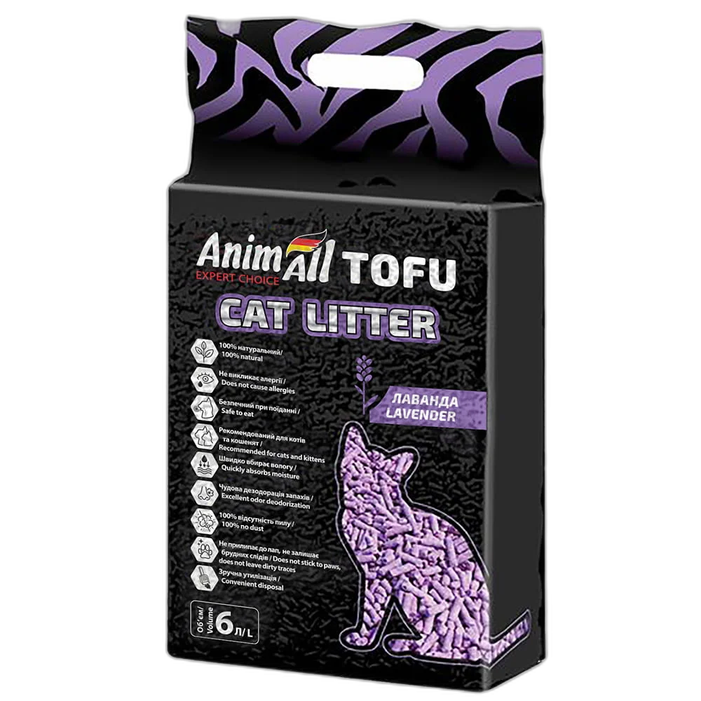 Наполнитель соевый AnimAll Tofu Lavender с ароматом лаванды для кошек 6 л/2,6 кг (36987045)