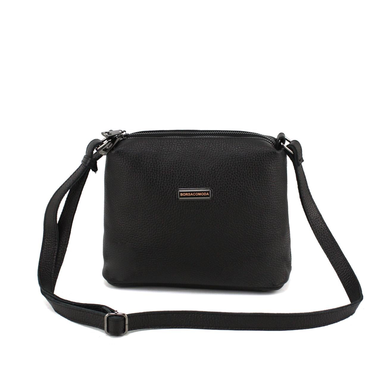 Сумка кросс-боди женская Borsacomoda из натуральной кожи Черный (822023)
