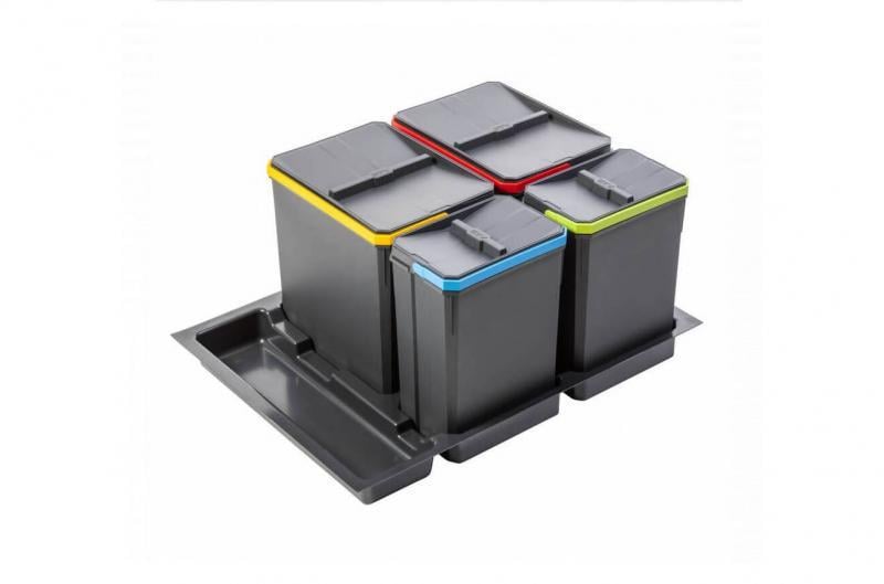 Сегрегатор AxiSpace 4 емкости 2X 15 л/2X 7 л 700 мм Графит (PB-AS-700-2X15L-2X7L)