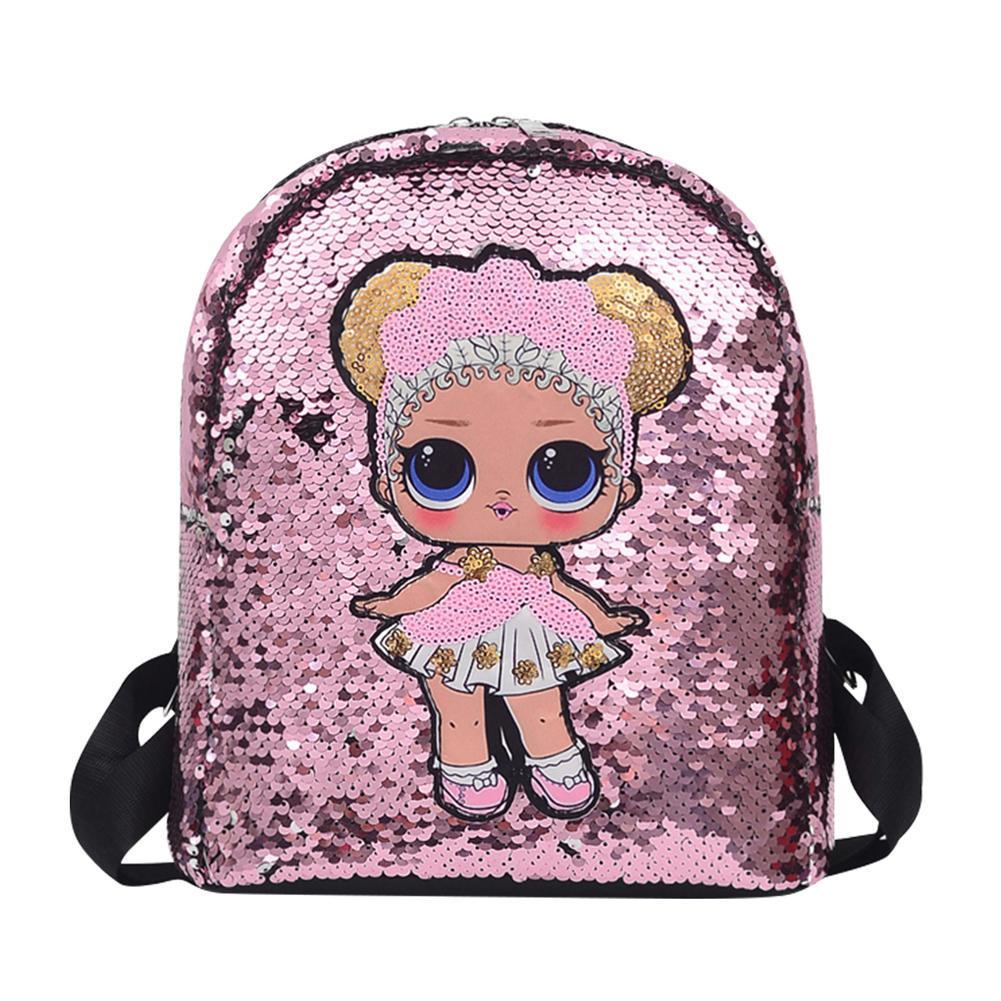Рюкзак Mini с пайетками и куклой 36х22 см Розовый (33437)