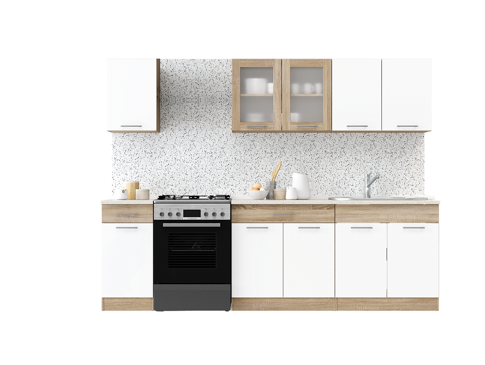 Готова кухня Еверест Еко №6 без стільниці без мийки 2,5 м/2,6 м Дуб Сонома/Білий (09104) - фото 2 Готова кухня Еверест Еко №6 без стільниці без мийки 2,5 м/2,6 м Дуб Сонома/Білий (09104) - фото 2