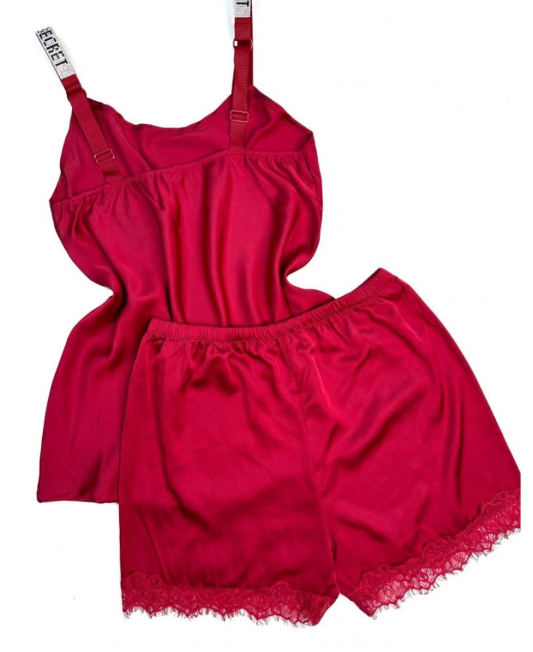 Піжама шовкова Victoria's Secret з майкою та стразами S Червоний (2033) - фото 3 Піжама шовкова Victoria's Secret з майкою та стразами S Червоний (2033) - фото 3