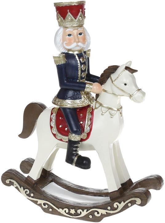 Фигура декоративная Щелкунчик на Лошадке-качалке 19х8х25 см Синий с красным Фигура декоративная Щелкунчик на Лошадке-качалке 19х8х25 см Синий с красным