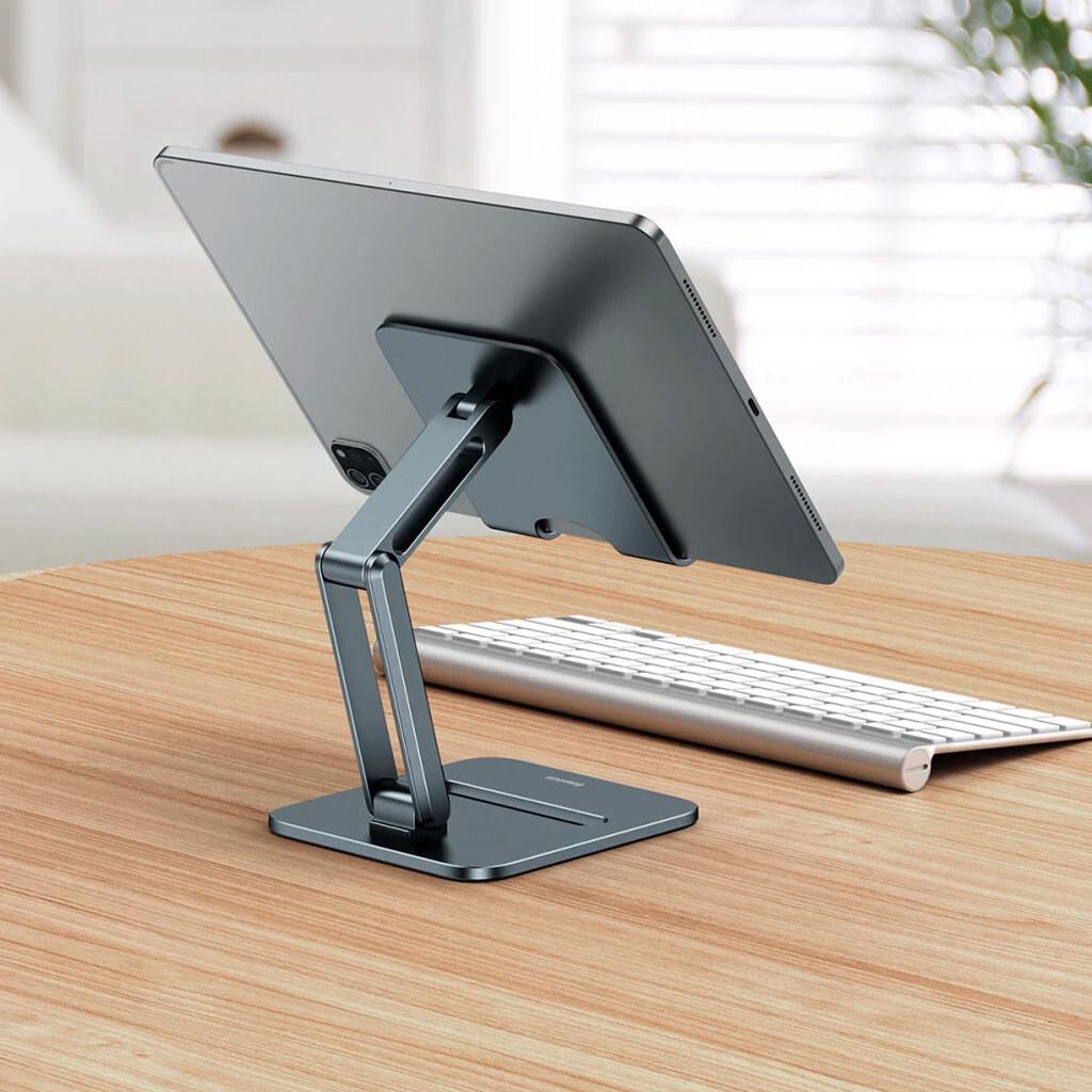 Держатель для мобильного BASEUS Desktop Biaxial Foldable Metal Stand for Tablets Grey (LUSZ000113) - фото 8 Держатель для мобильного BASEUS Desktop Biaxial Foldable Metal Stand for Tablets Grey (LUSZ000113) - фото 8