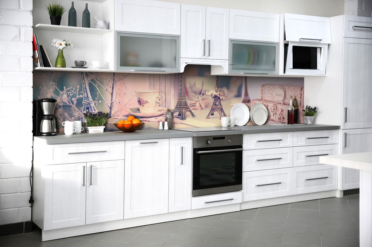 Кухонный фартук Zatarga "Розовый Париж" из самоклеющейся виниловой пленки 60х250 см Розовый