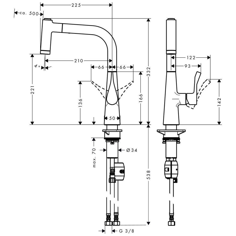 Смеситель для кухни Hansgrohe Metris M71 14834000 с видвижной лейкой Хром (142659) - фото 2