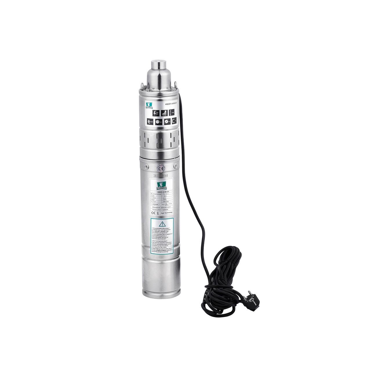Насос глибинний шнековий Pumpman 4QGD1.8-50-0.55 кВт Нmax 130 м Qmax 1,8 куб.м 550 Вт (2681047358)