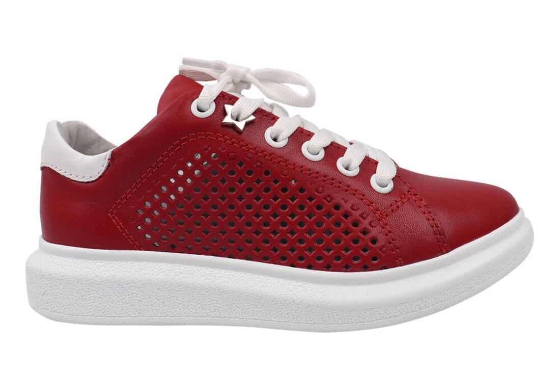 Кеди жіночі Maxus shoes зі шкіри на низькому ходу на шнурівці Червоний (74-21LTCP 33) - фото 3 Кеди жіночі Maxus shoes зі шкіри на низькому ходу на шнурівці Червоний (74-21LTCP 33) - фото 3