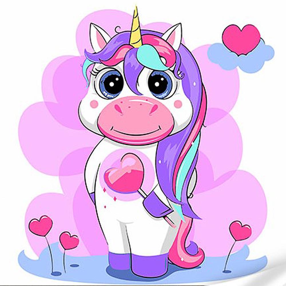 Картина за номерами Strateg Преміум Казковий однорожик з лаком та рівнем 30x30 см (Str-ES-0879)