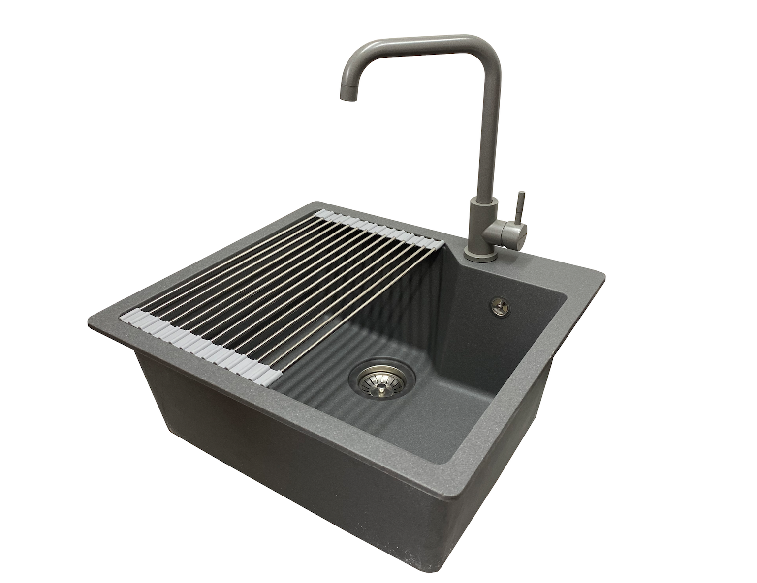 Мойка для кухни VECTOR Pool гранитная смеситель/сифон 56x50 см Silver (321bdc73)