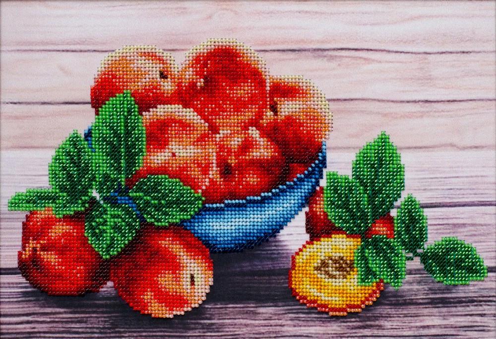 Вишивка бісером Персики часткова викладка 30,5х21 см (1492469010)