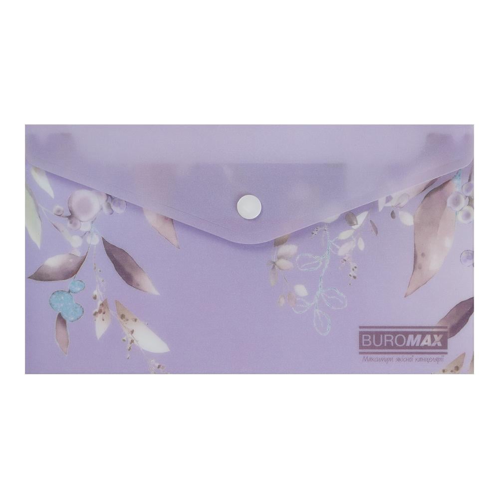 Папка-конверт Buromax Lilac Arabeski на кнопке DL полипропилен Сливовой (BM.3853-48)