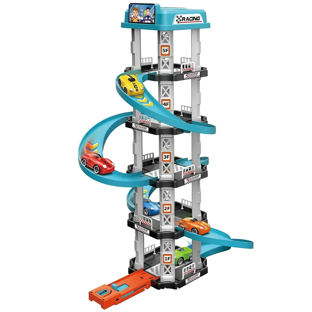 Игрушечный трек с машинками трасса-парковка Childrens Rail Car 62 дет. (MH2003)