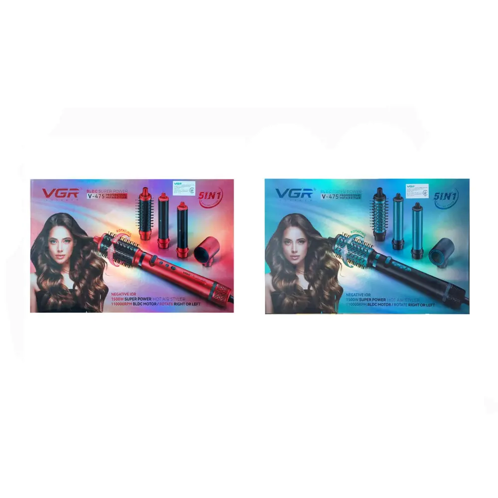 Фен-стайлер VGR V-475 Professional 5 насадок 1400 Вт Красный (29544220) - фото 2 Фен-стайлер VGR V-475 Professional 5 насадок 1400 Вт Красный (29544220) - фото 2