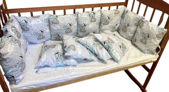 Бортики в кроватку Мишки It's a boy 12 подушек (1567) - фото 5 Бортики в кроватку Мишки It's a boy 12 подушек (1567) - фото 5