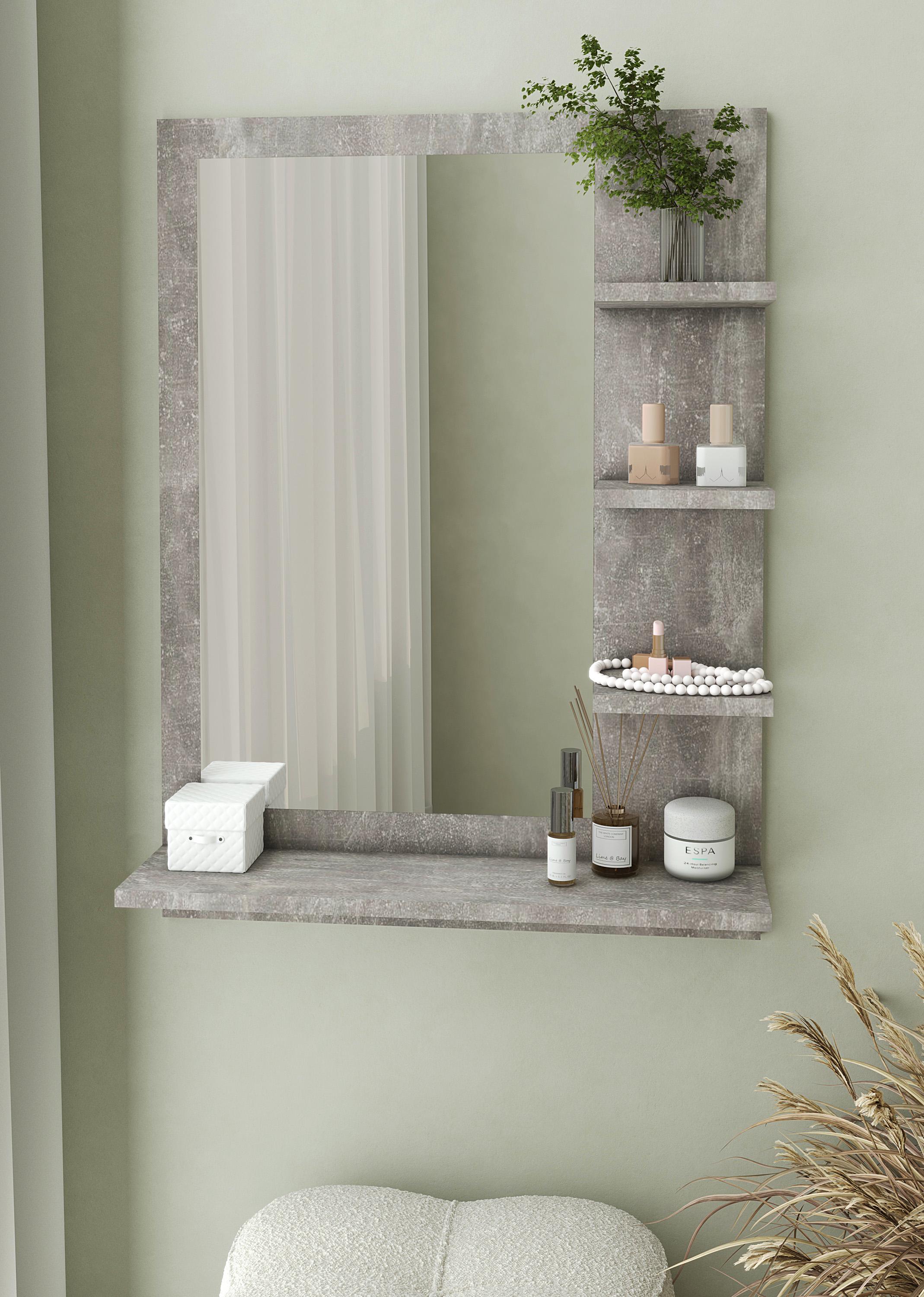 Дзеркало з полицями настінне Nt-2 600x800x150 мм Бетон (sr25-nt2-beton)