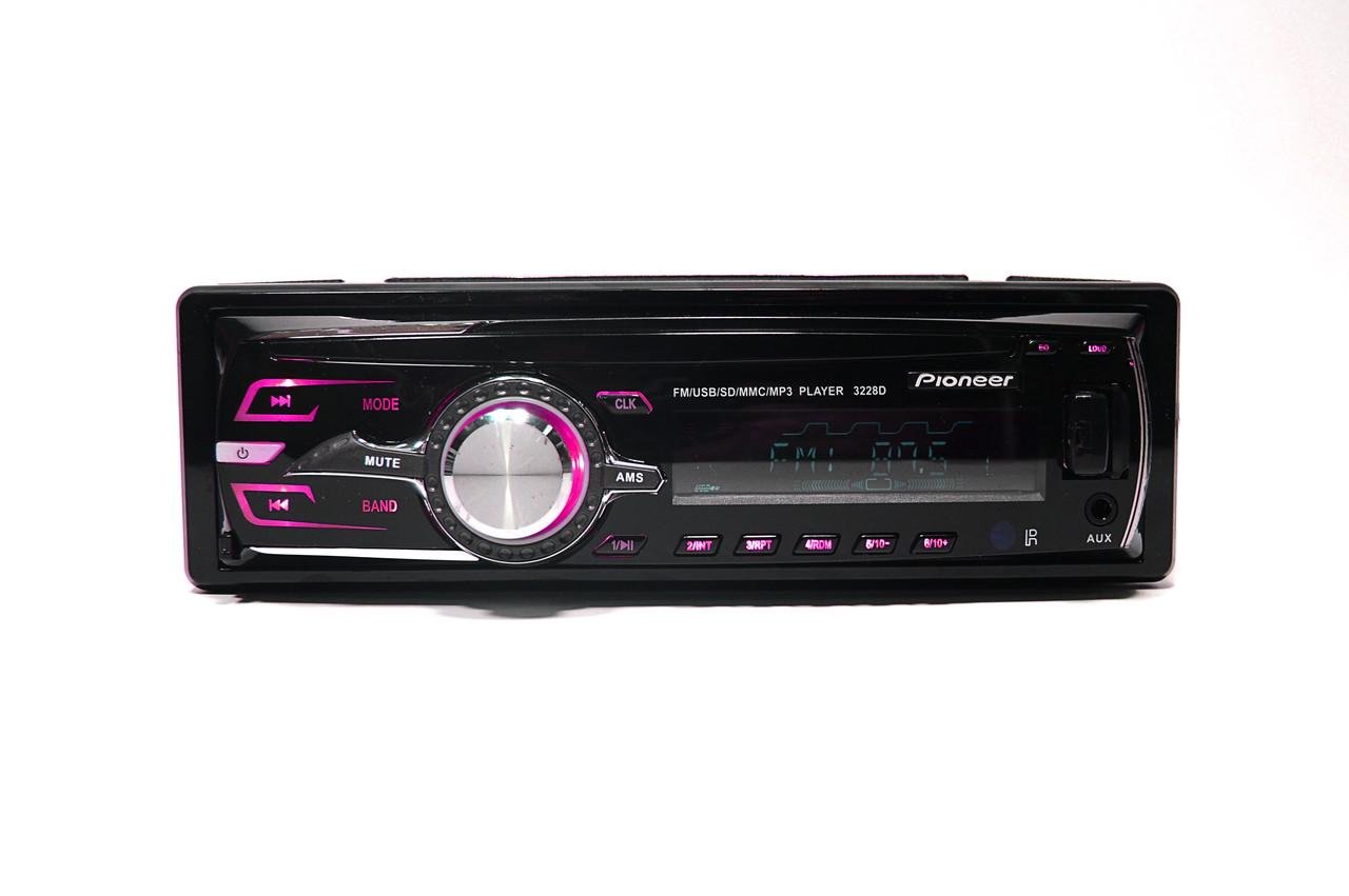 Автомагнитола 1DIN MP3 3228D Bluetooth с RGB подсветкой съёмная панель Автомагнитола 1DIN MP3 3228D Bluetooth с RGB подсветкой съёмная панель