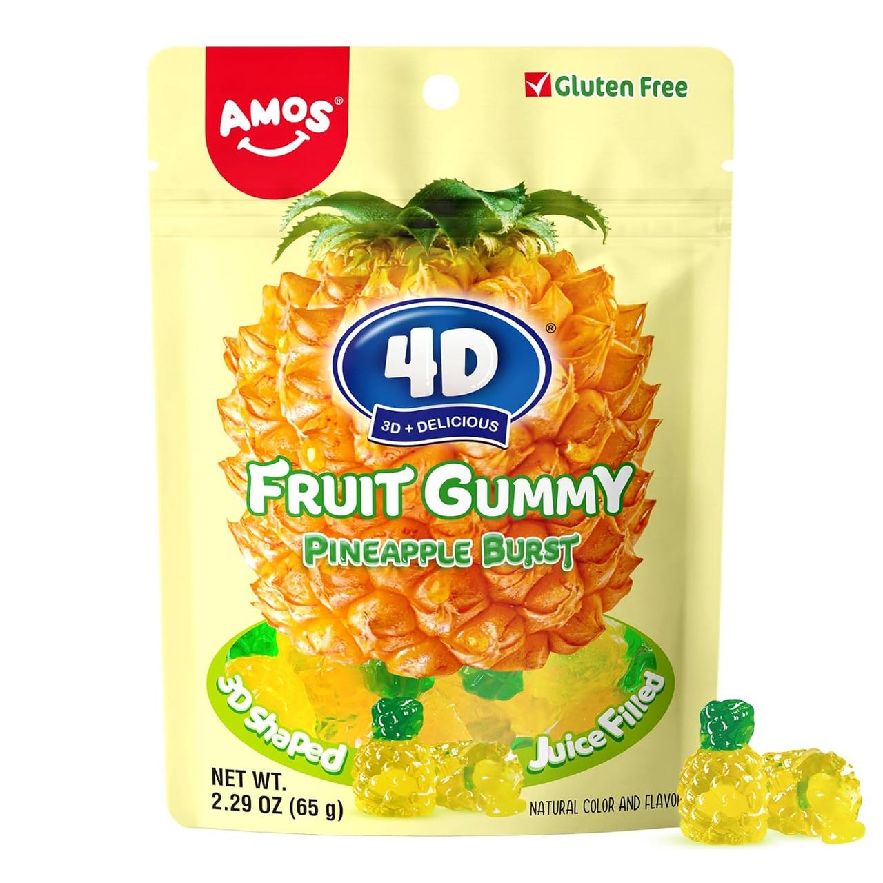 Конфеты желейные Amos 4D Fruit Gummy Pineapple Burst 65 г (2553746010)