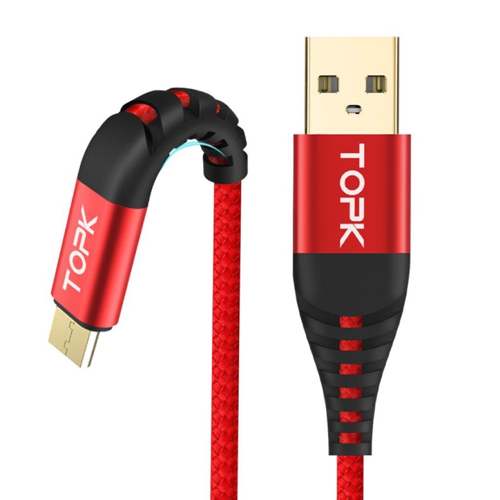 Кабель Topk MicroUSB 2 м Red (1378282)