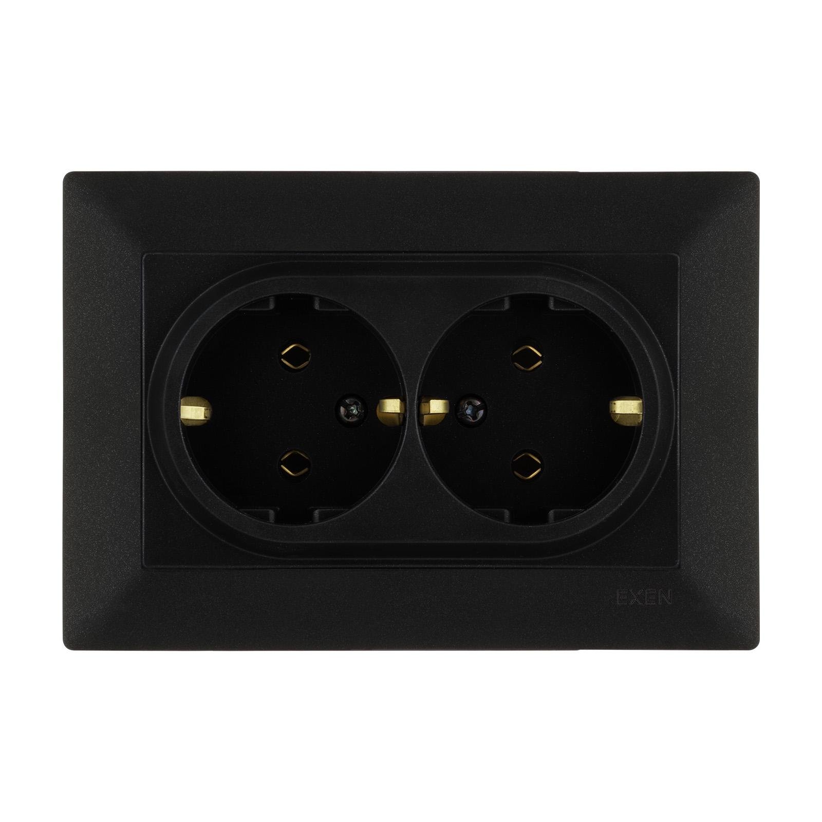 Розетка двойная врезная EXEN Odak с заземлением Черный