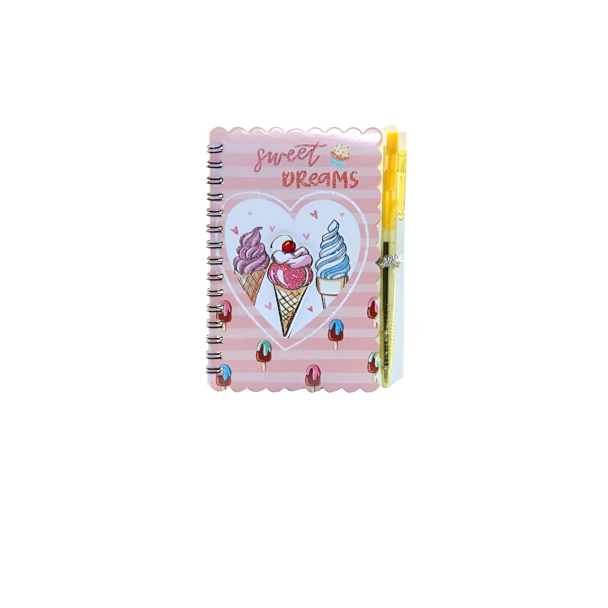 Блокнот с ручкой Stenson Sweets рисунок со сладостями для девочек 10,5х14 см Нежно-оранжевый (WW01777ST)