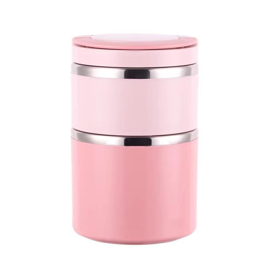 Ланч-бокс для їжі 2 яруси з нержавіючої сталі 1060 мл Рожевий (KS151020251609)