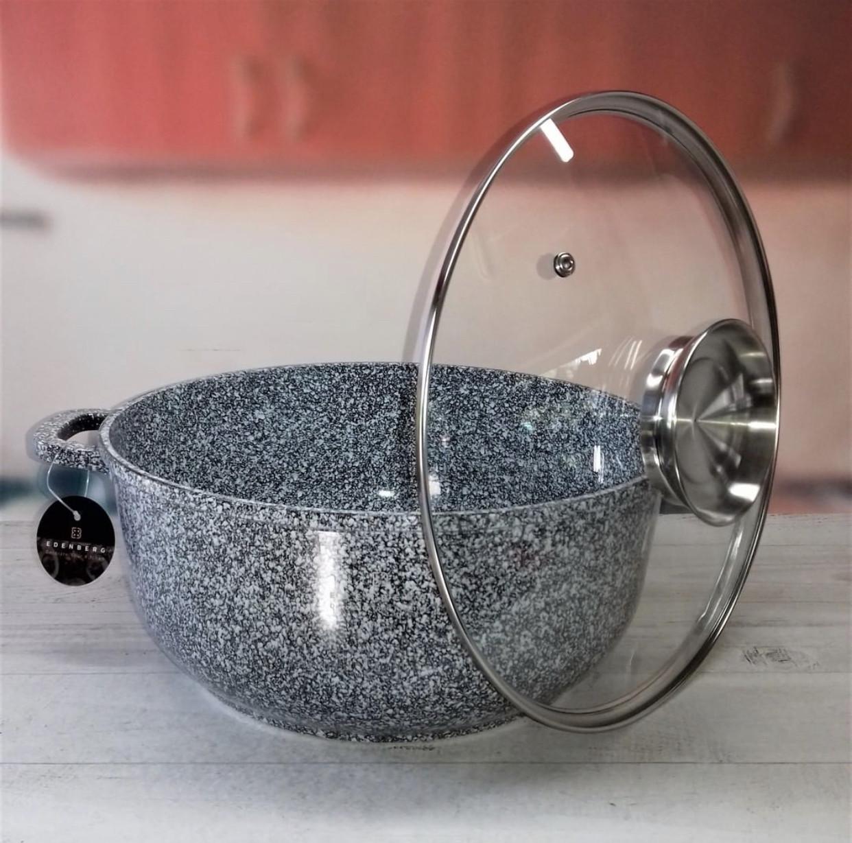 Кастрюля Edenberg с мраморным антипригарным покрытием и крышкой 6,8 л 28 см (EB-1171) - фото 4