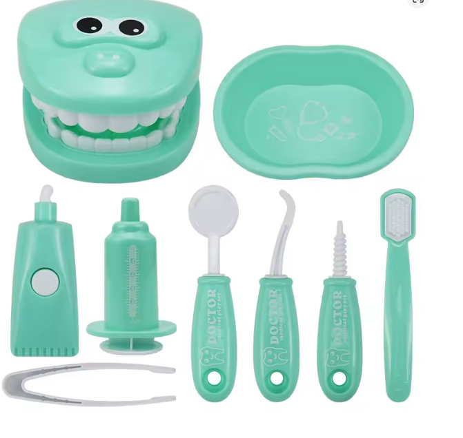 Дитячий набір стоматолога з зубами та інструментами 9 елементів М'ятний (55/1)