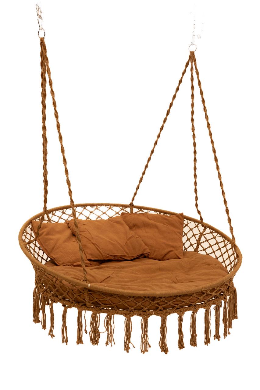 Кресло-качели подвесное плетеное WCG круглое с мягкой подушкой 140 см Коричневый (2702684521) Кресло-качели подвесное плетеное WCG круглое с мягкой подушкой 140 см Коричневый (2702684521)