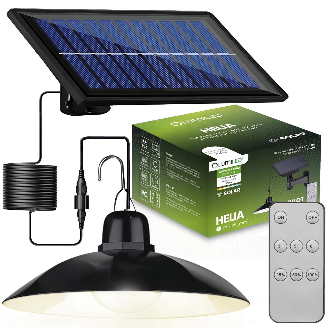 Люстра LED подвесная солнечная Lumiled Helia 4000K пульт/датчик сумерек IP44 Нейтральный белый свет (LUMSOL3035)