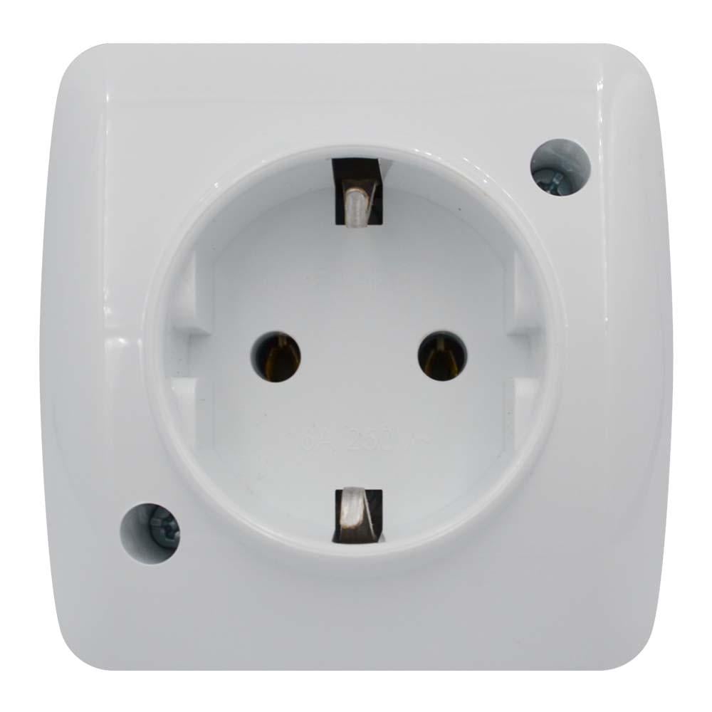 Розетка одинарная EL-BI ALSU с заземлением накладная Белый (504-010200-217)