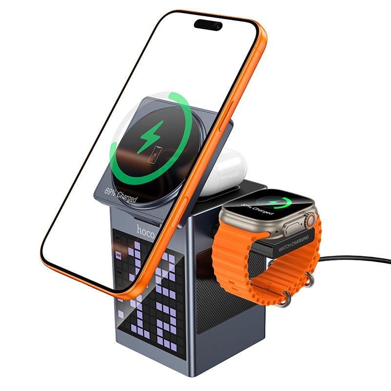 Зарядна станція бездротова 4в1 Hoco DWQ04 MagSafe для iPhone/A Apple Watch/AirPods Black