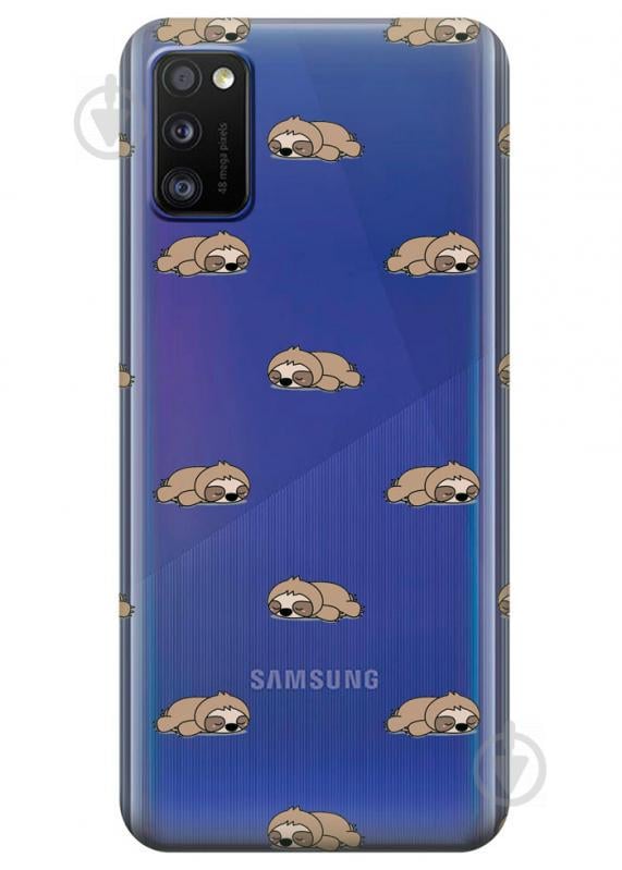 Прозрачный силиконовый чехол iSwag для Samsung Galaxy A41 с рисунком - Спящие ленивцы (KS3116)
