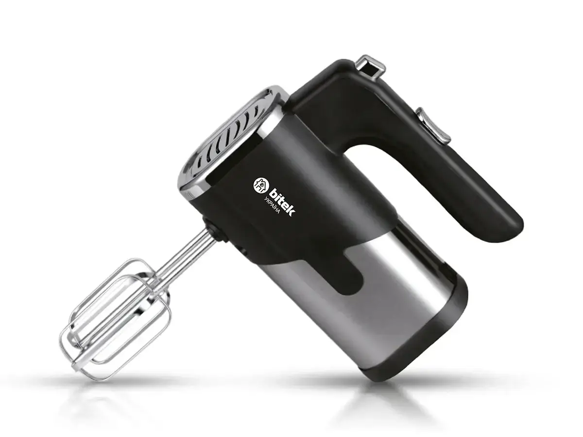 Міксер електричний BITEK BT-6630 5-швидкісний ручний з насадками 1200 Вт Сіро-чорний