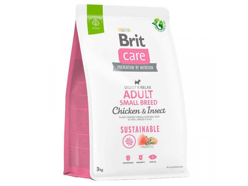 Корм сухий Brit Care Sustainable Small Breed Chicken and Insect для дорослих собак з чутливим травленням з комахами 1 кг (58674)