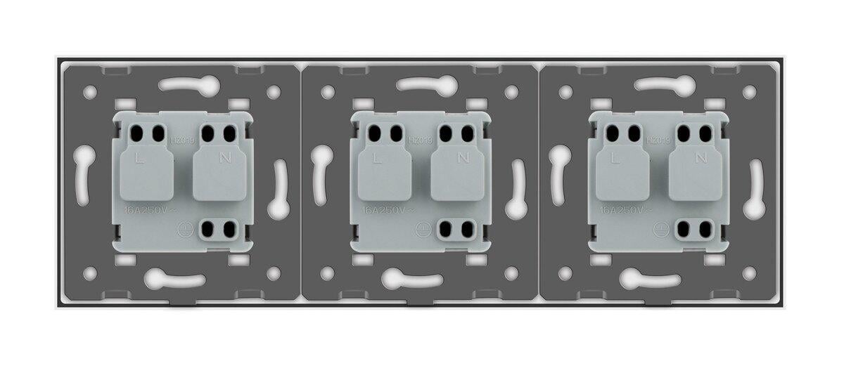 Розетка потрійна Livolo з заземленням скляна Білий (VL-C7C3EU-11) - фото 8