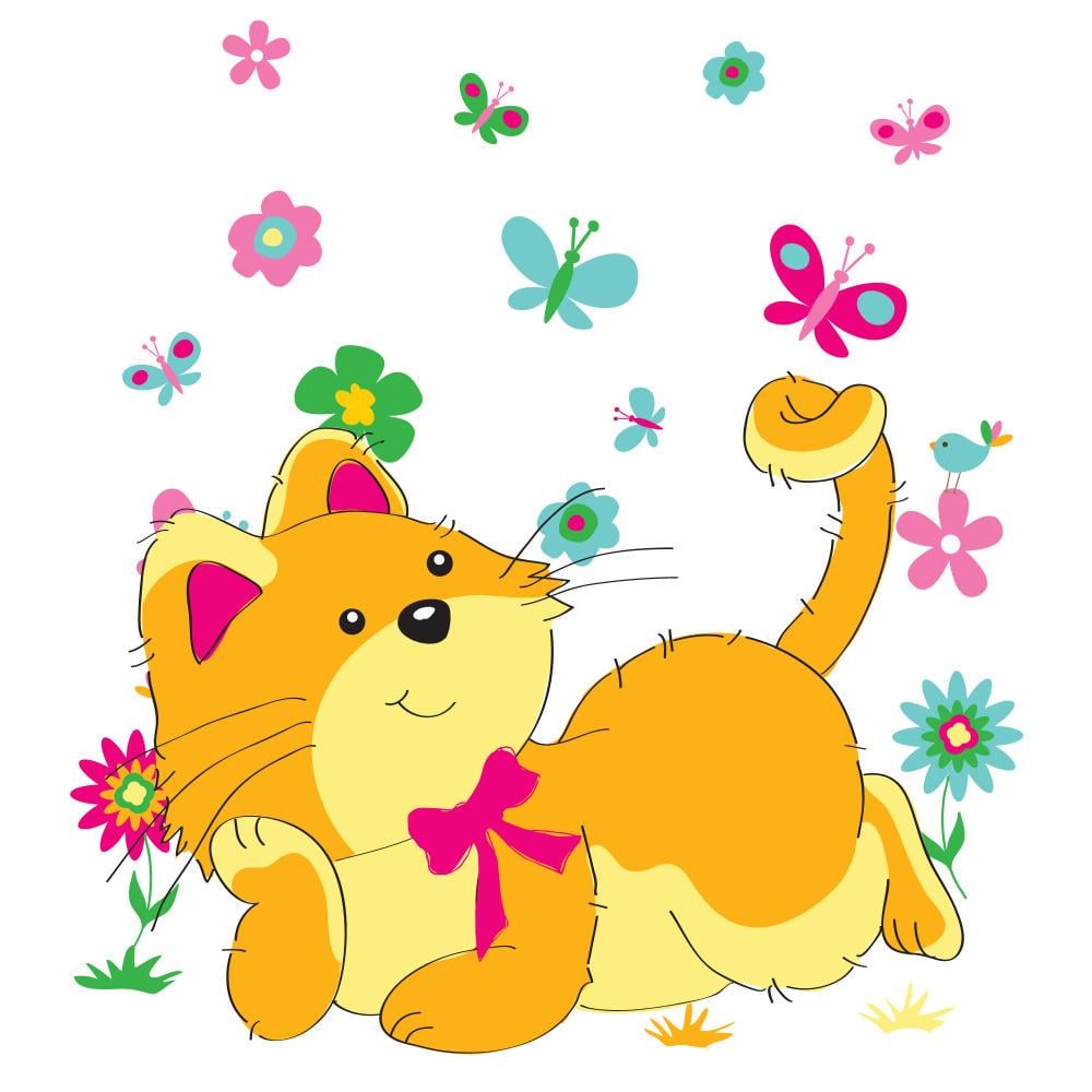 Картина по номерам Strateg Премиум Игривый котенок с лаком и с уровнем 30х30 см (ES173)