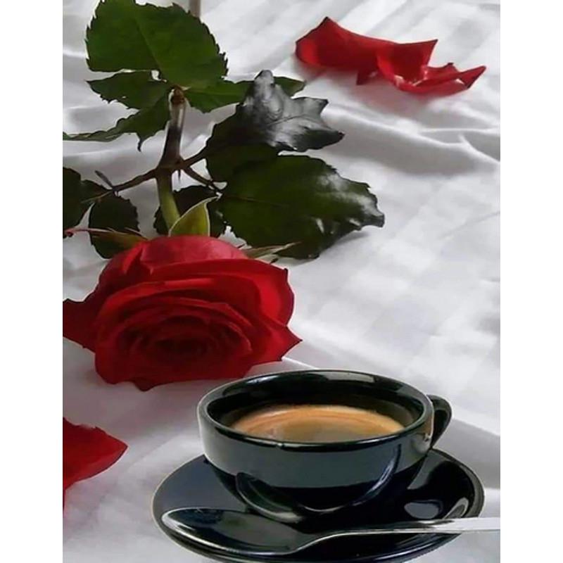 Алмазная мозаика Strateg Кофе в постель без подрамника 40х50 см (JSFH85890)