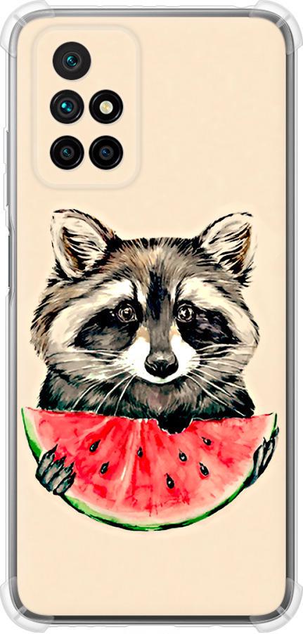 Чехол на Xiaomi Redmi 10 Енотик с арбузом (4605sp-2488-42517)