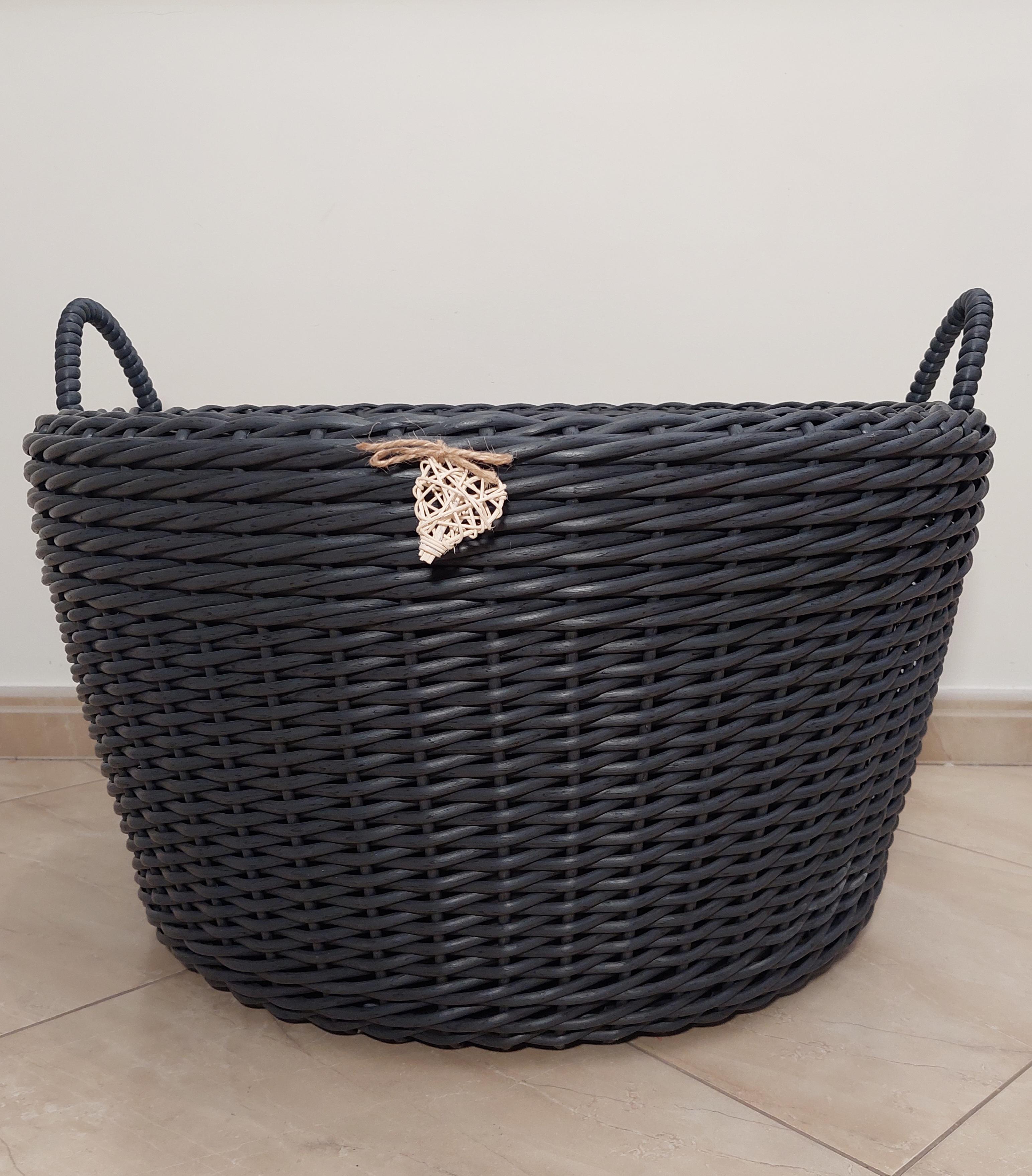 Кошик з ручками із штучного ротангу ручної роботи 90 л Графітовий (33025) - фото 2 Кошик з ручками із штучного ротангу ручної роботи 90 л Графітовий (33025) - фото 2