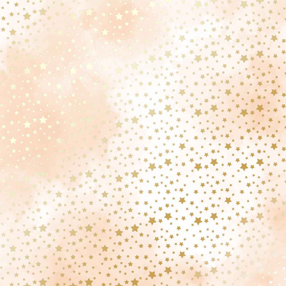 Лист бумаги односторонний Golden stars с фольгированием 30,5х30,5 см Beige/Watercolor