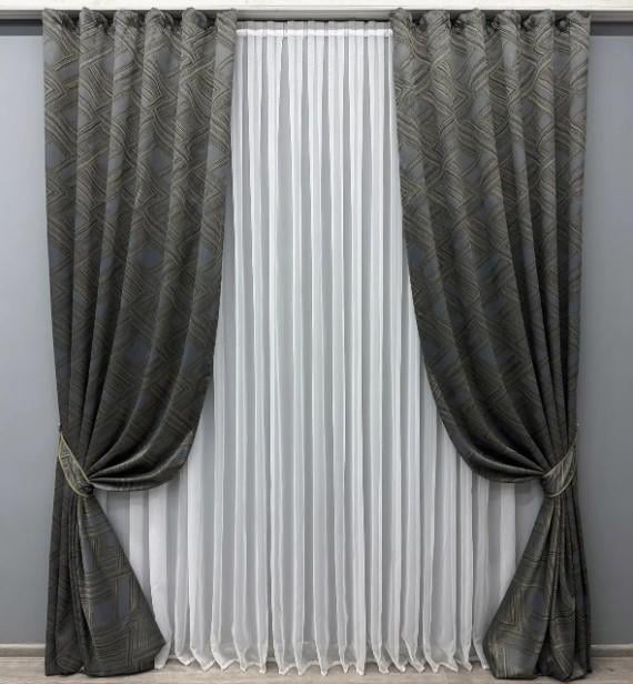 Тканина для штор жакард Mystery Капучино/Сірий (1625ш) - фото 4 Тканина для штор жакард Mystery Капучино/Сірий (1625ш) - фото 4