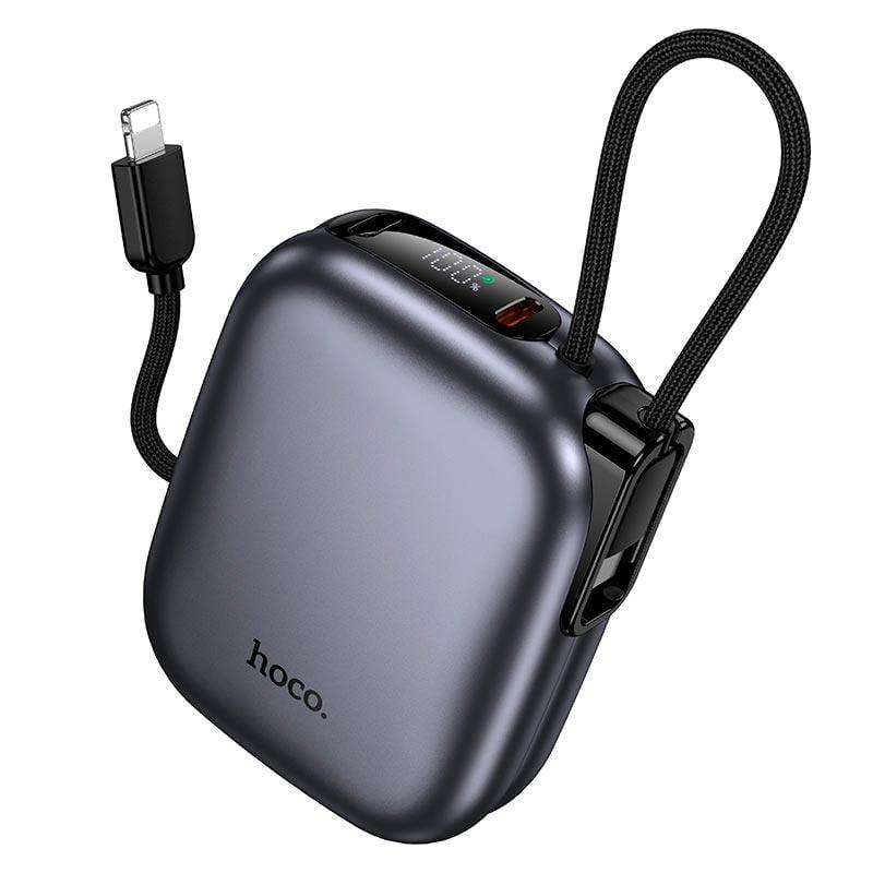 Повербанк Hoco Q49 Peak 10000 mAh 20W со встроенными кабелями Type-C/Lightning Metal/Grey (24397)