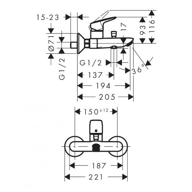 Набір змішувачів для ванни Hansgrohe EcoSmart Logis 100 (71078 + 7140 + 26534400), хром (20200009) - фото 4