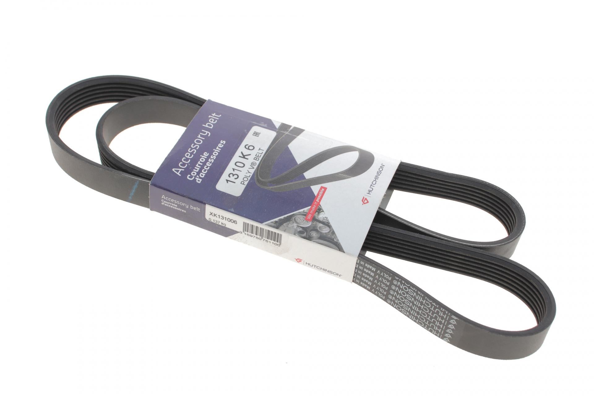 Ремень генератора HUTCHINSON для Fiat Doblo 1.3D Multijet/1.3JTD/Ford Focus 1.8/2.0 04- (6PK1310 1310 K 6)