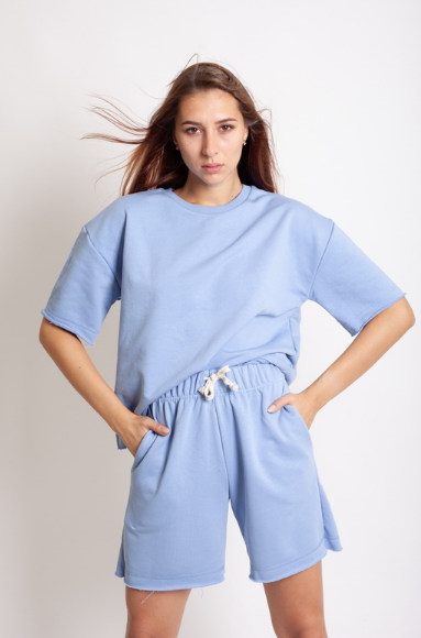 Шорты женские хлопковые Vivioji SHW-20-14 XL Голубой (12540)
