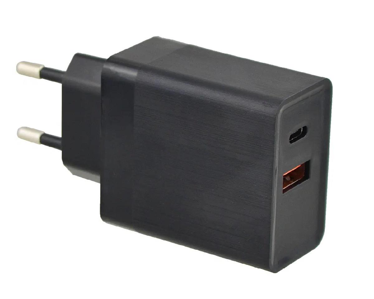 Зарядний пристрій 7614 240V USB-A USB Type-C 5V/3A Чорний (P76143B)