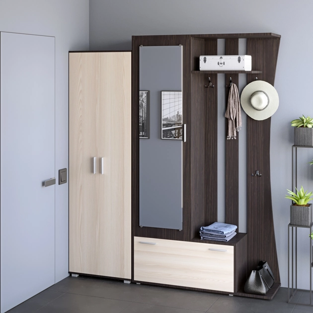 Прихожая Эверест Бриз-7 модульная Венге/Дуб молочный (е-20503)