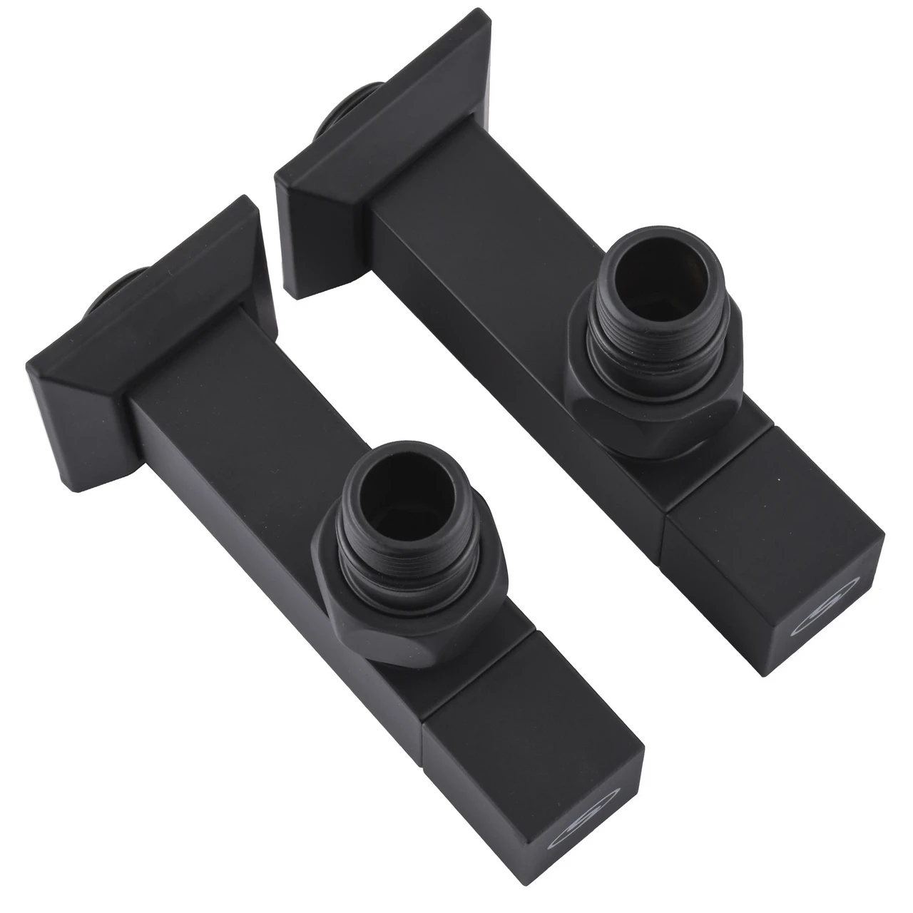 Комплект полуоборотных кранов угловых с американкой Solomon LUX 1/2" CUBE 8888 Black (23500565) - фото 4