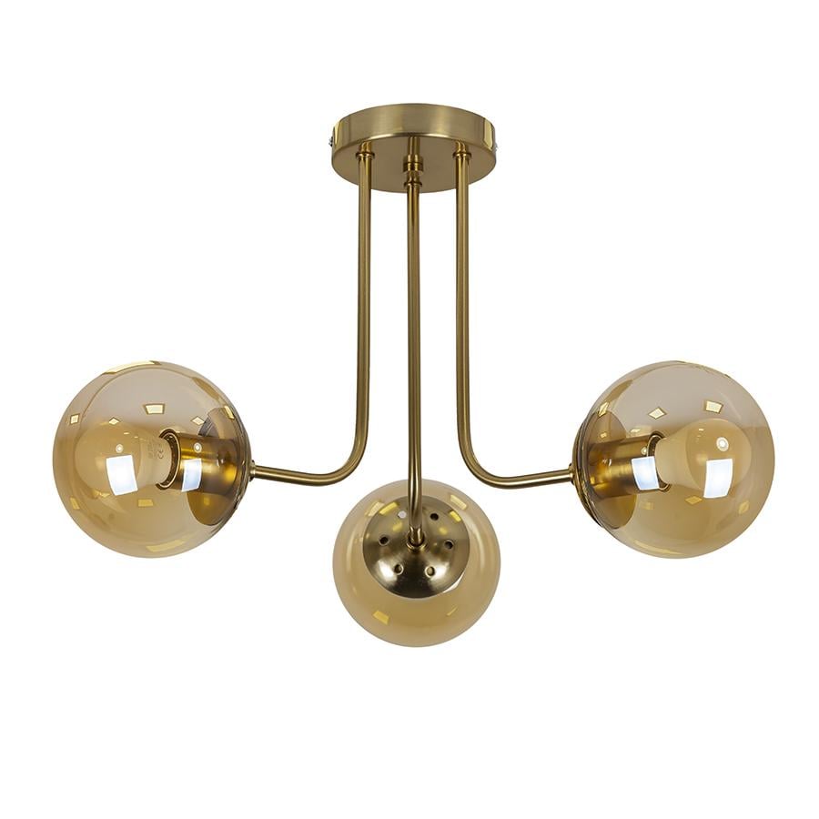 Люстра металлическая Levistella 7529908-3 BRZ/BR с 3 стеклянными плафонами под лампы Е27 (106-16-LVS4773)